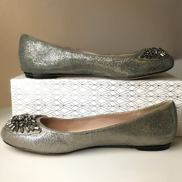 JOAN & DAVID "Daeila" Silver and Rhinestone Ballet Flats  ｡・:*˚:✧｡  Size 6 - Picture 4 of 16